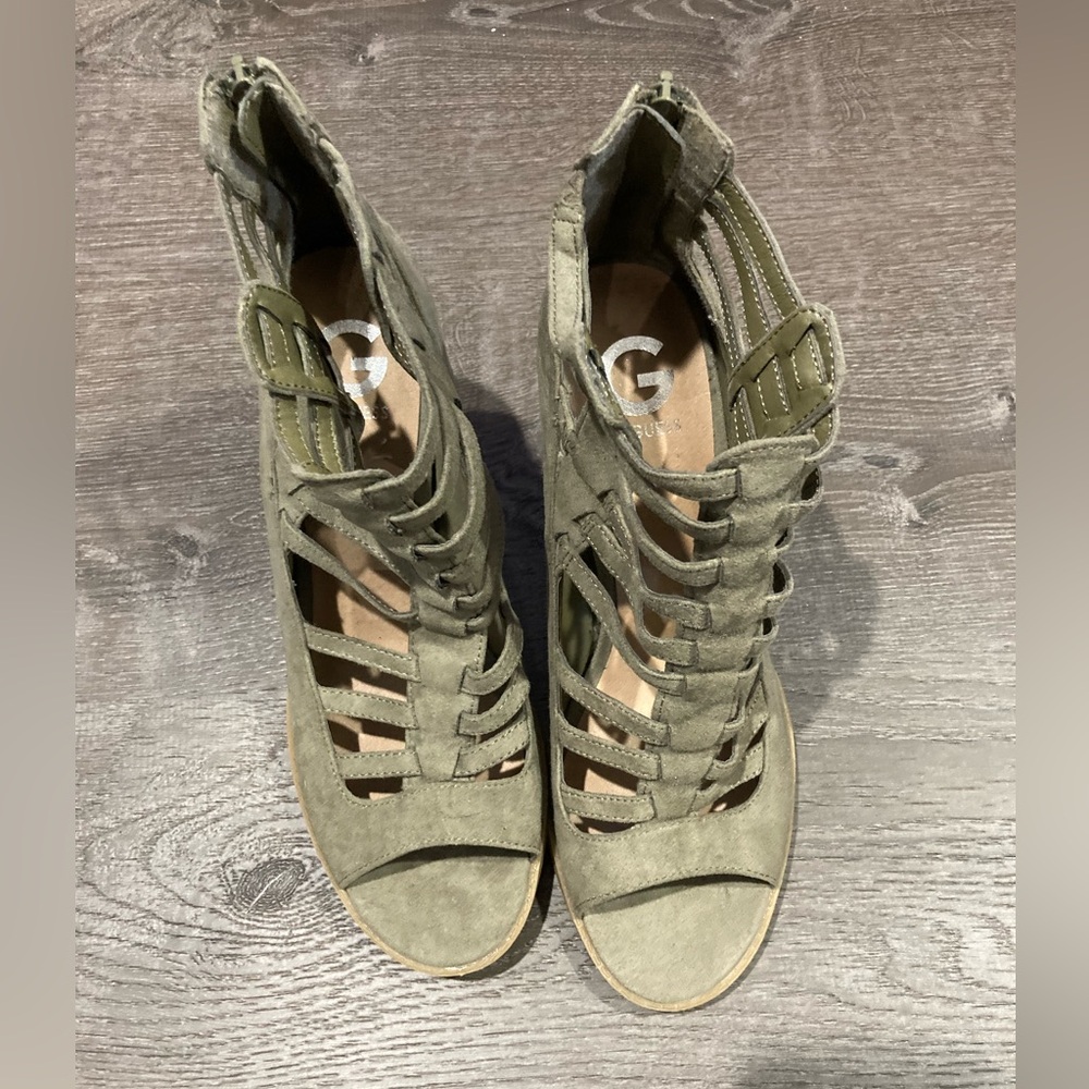 Green Faux Suede Heels